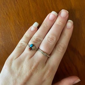 Size 6 Coral & Turquoise Ring